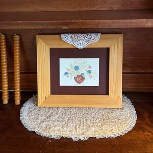 Wood Frame Botanical Print - Natural Wood, Brown Mat